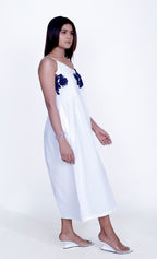 White Cotton Poplin Stripe Dress