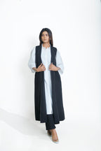 Side Placket Shirt Co-Ord Set of 3 with Sleeveless Embroidery Jacket