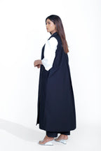 Side Placket Shirt Co-Ord Set of 3 with Sleeveless Embroidery Jacket