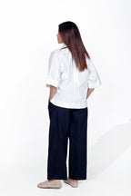 print Pocket Cotton Shirt with Black Straight Fit Pant Co-Ord Set