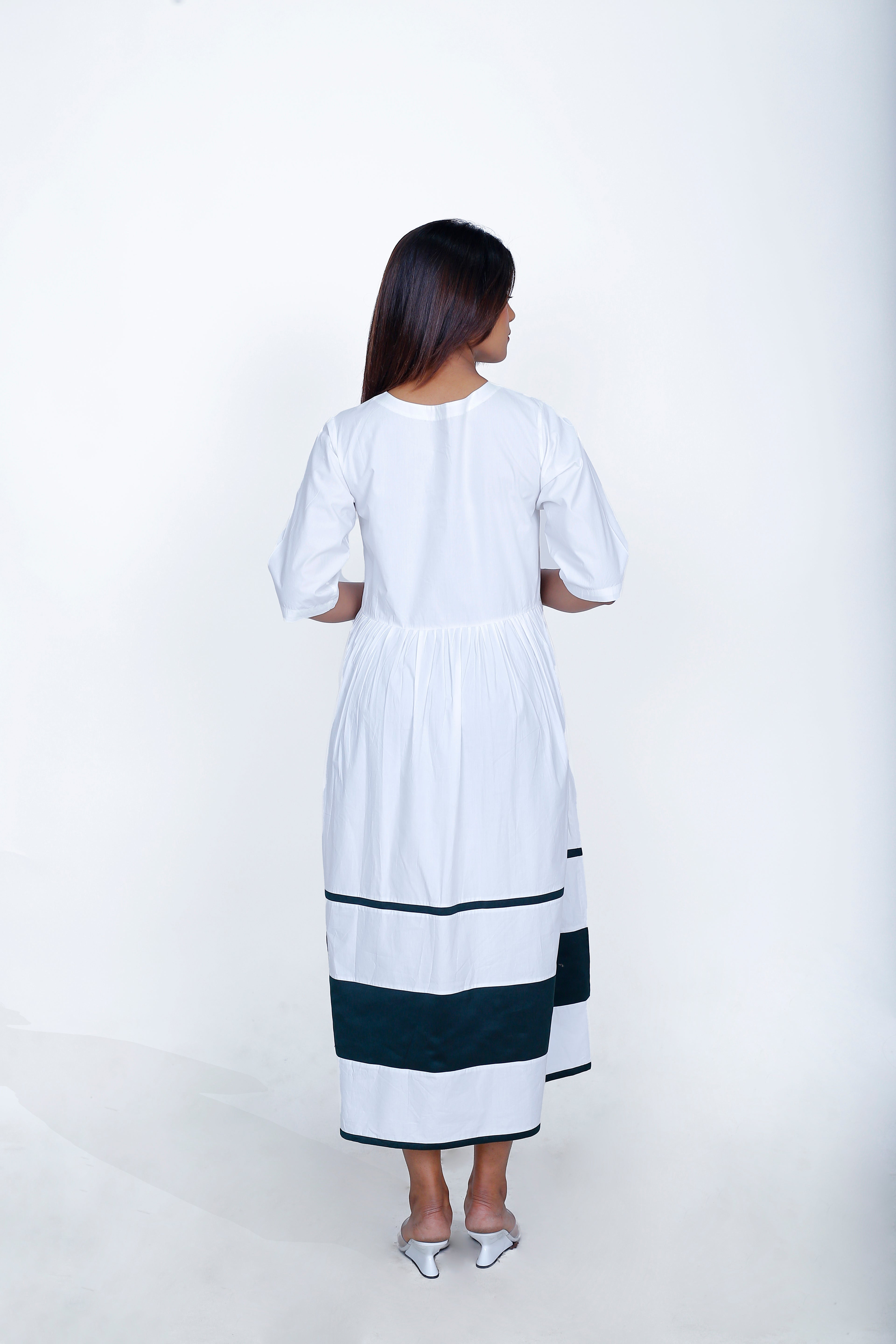 WAIST GATHER PANEL DRESS