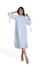White Cotton Poplin Side Placket Shirt Dress