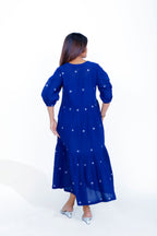 Side Gather Round Neck Dress