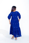ROUND NECK WAIST GATHER DRESS