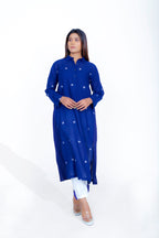 Back Pleat Dress with Linear Embroidery Pant