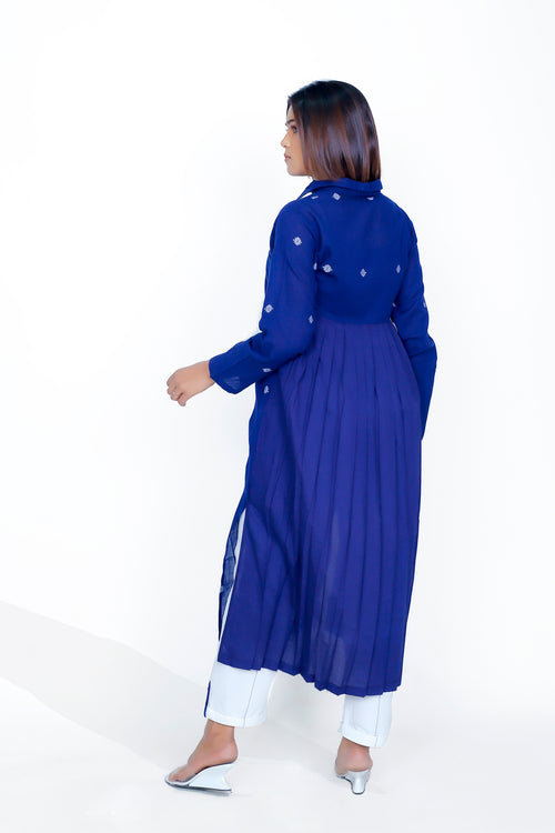 Back Pleat Dress with Linear Embroidery Pant