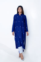 Back Pleat Dress with Linear Embroidery Pant