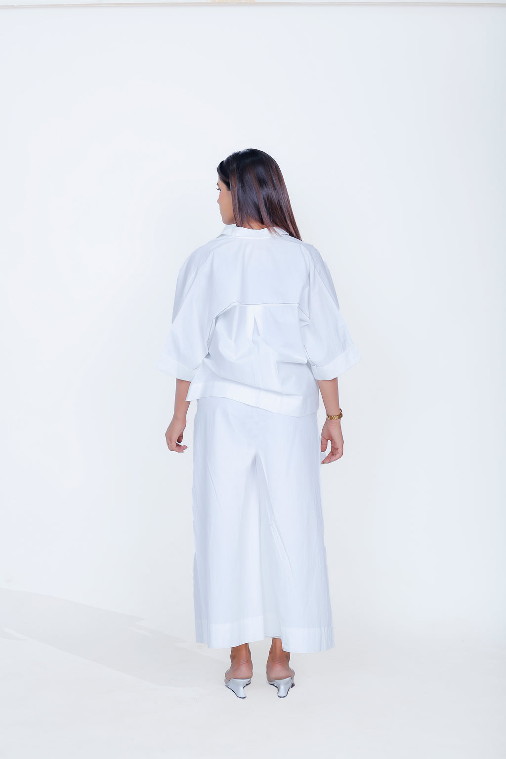 PRINT POCKET SHIRT WITH INVERTED PLEAT PANT & SLIP