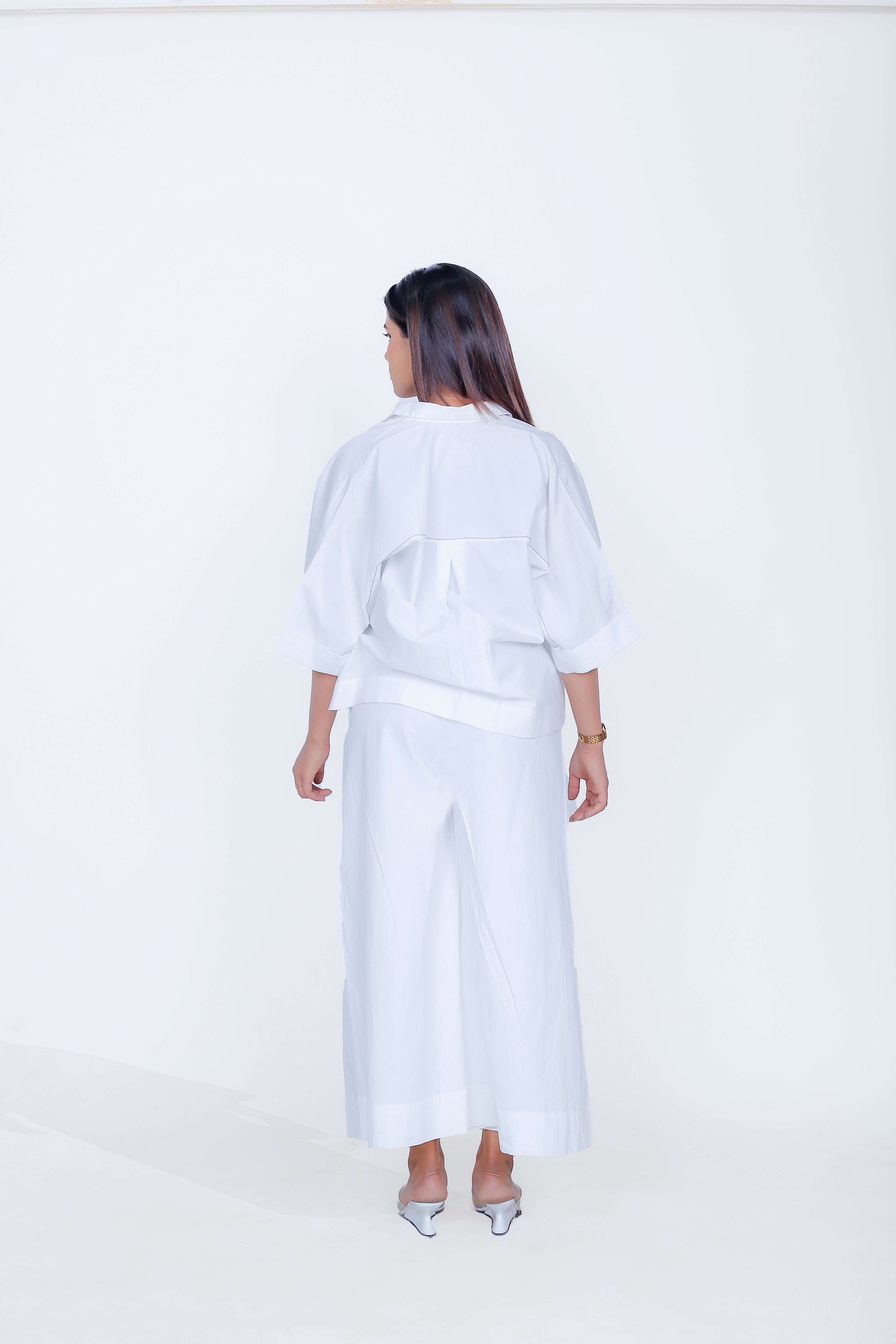 PRINT POCKET SHIRT WITH INVERTED PLEAT PANT & SLIP