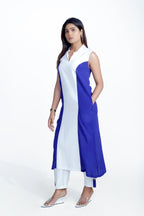 V-Neck Collar Dress With Linear Embroidery Pant