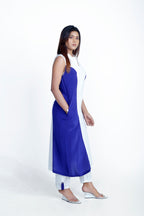 V-Neck Collar Dress With Linear Embroidery Pant