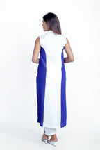 V-Neck Collar Dress With Linear Embroidery Pant