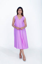 Lavender Cotton Poplin Side Slit Dress