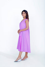 Lavender Cotton Poplin Side Slit Dress