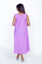 Lavender Cotton Poplin Side Slit Dress