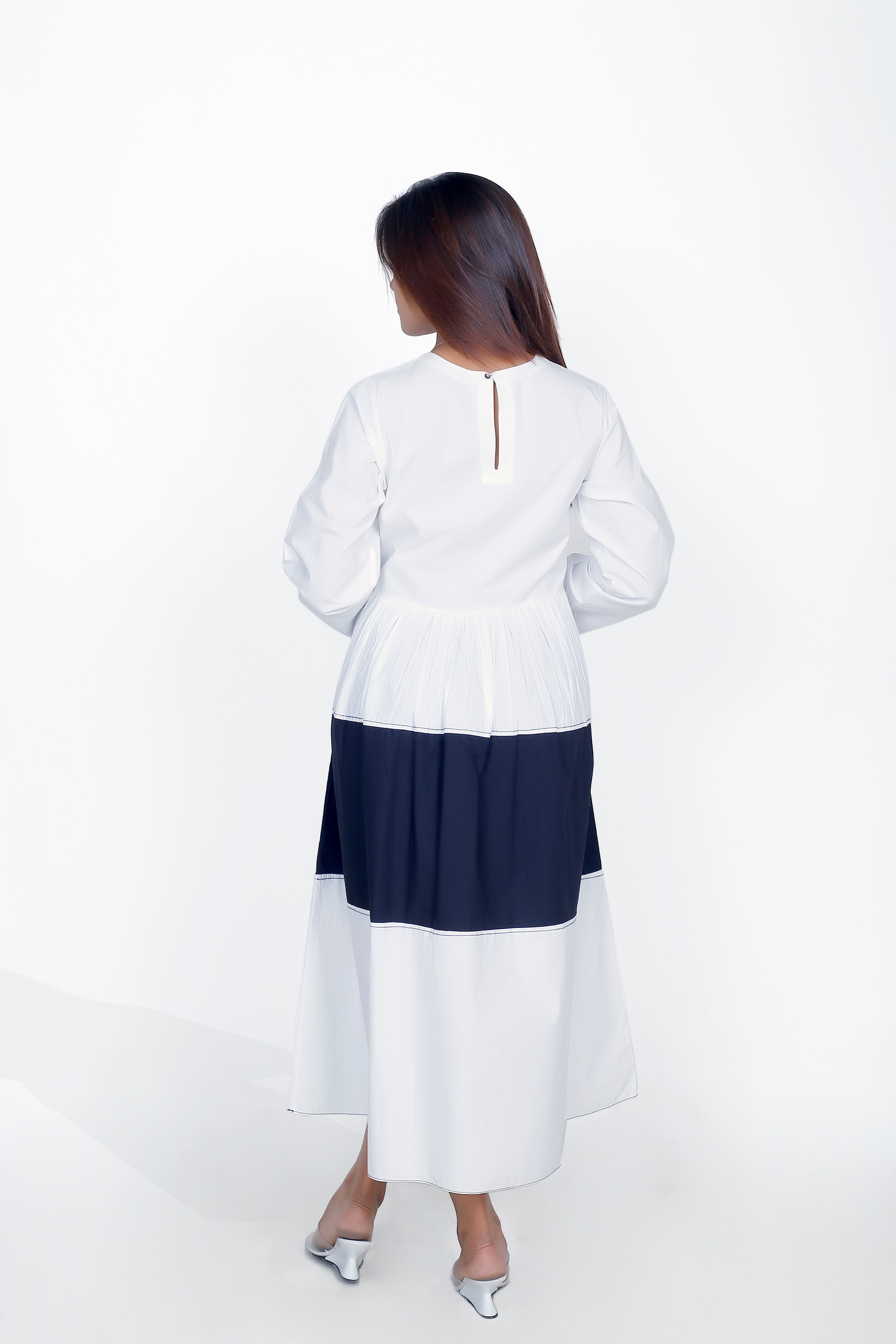 PRINCESS LINE WAIST GATHER DRESS