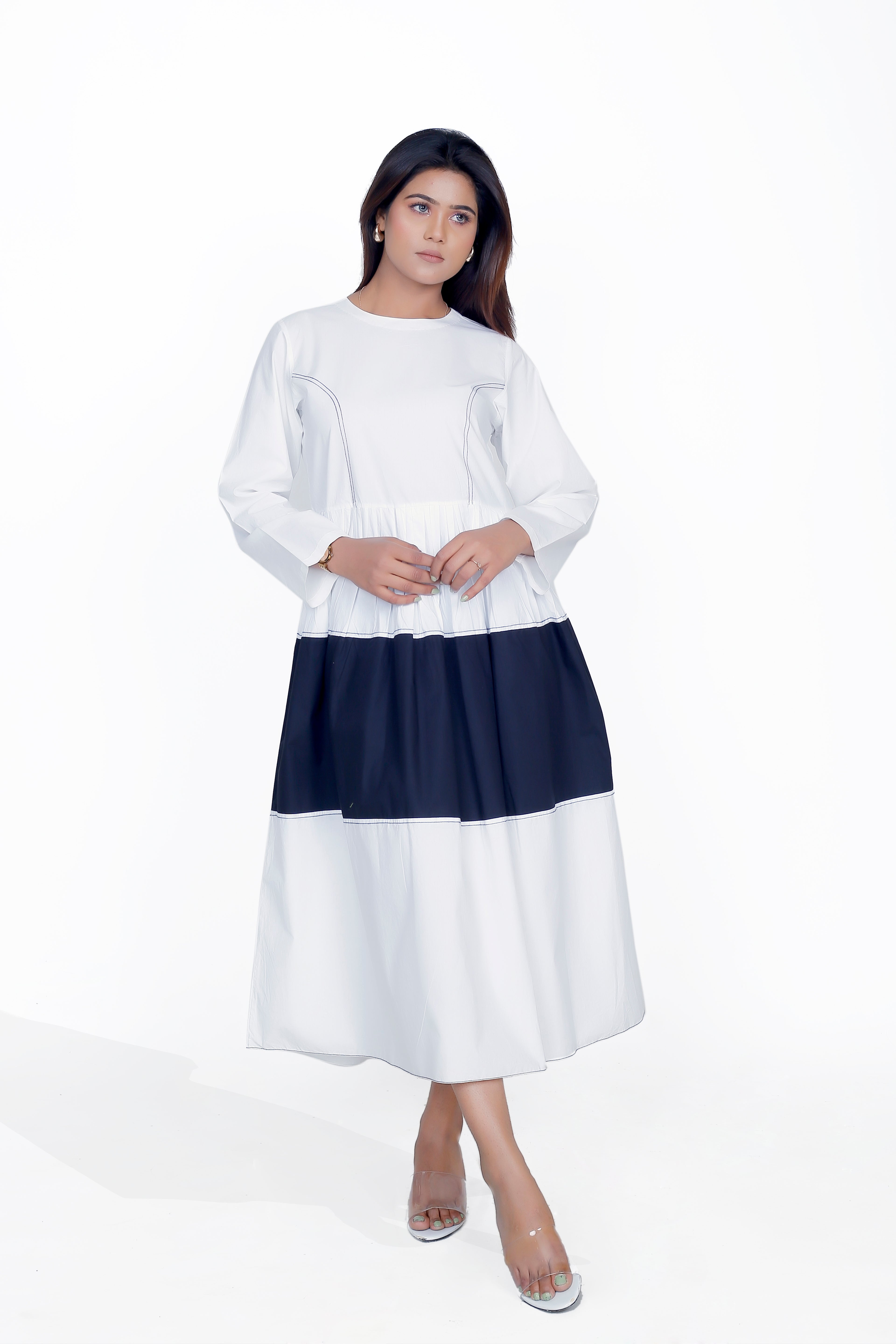 PRINCESS LINE WAIST GATHER DRESS
