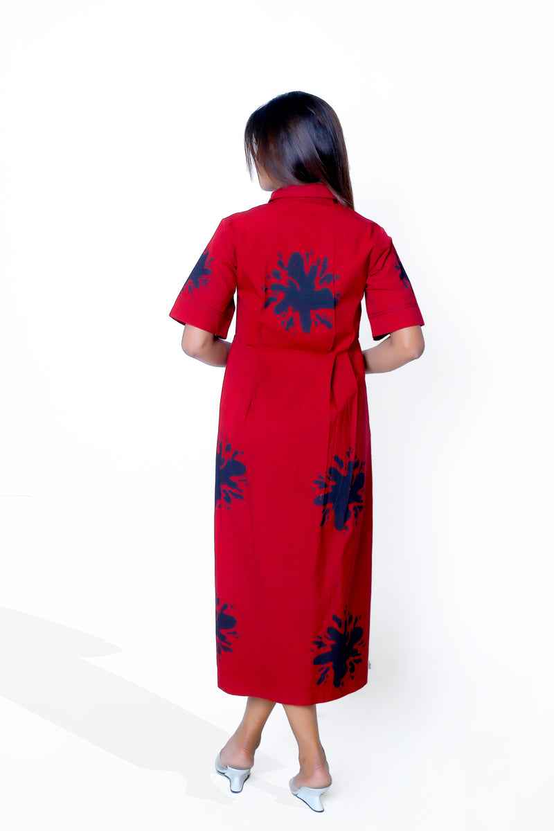 Splash Print Pleated Dress