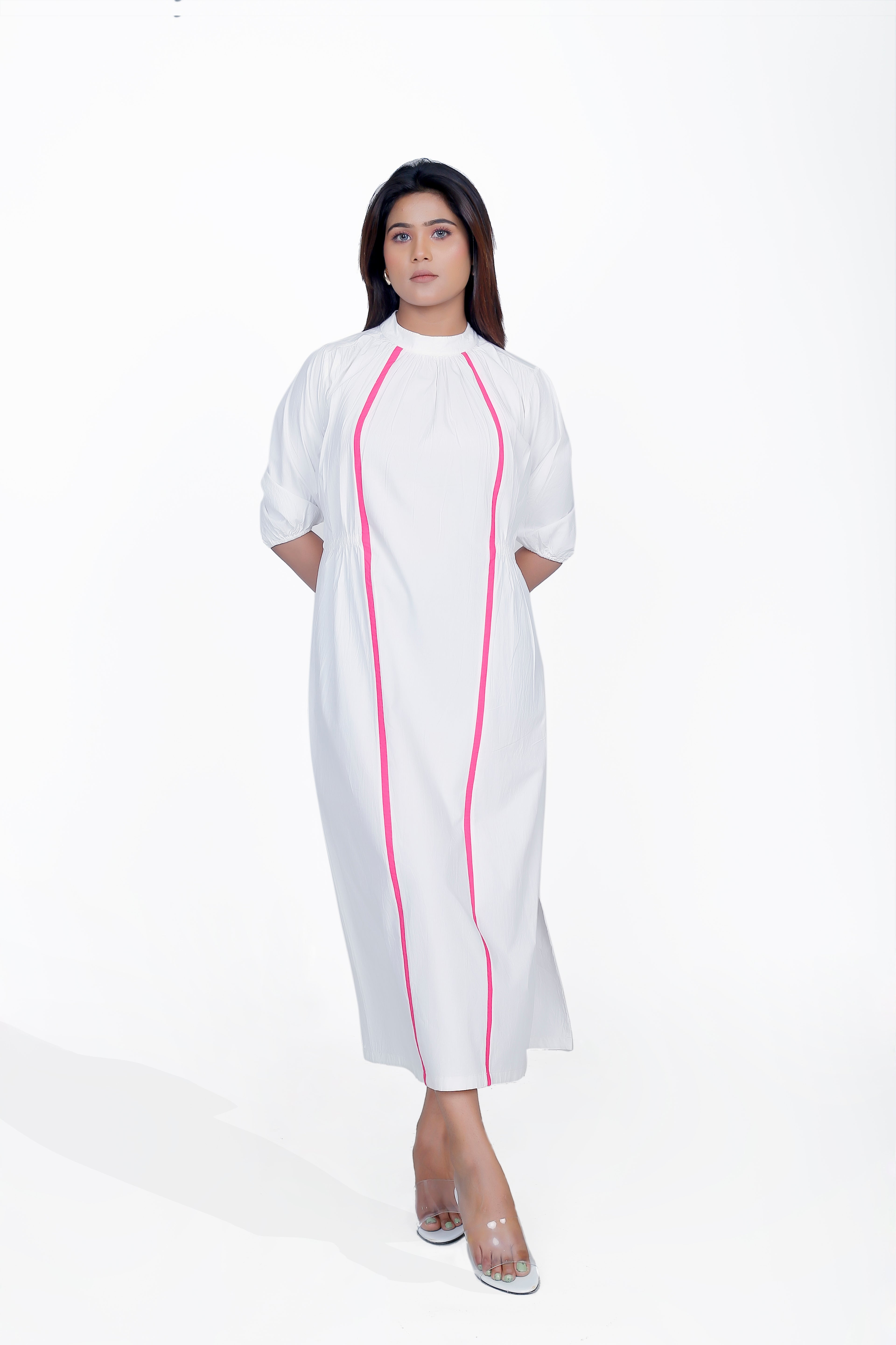 TURTLE NECK GATHER DRESS