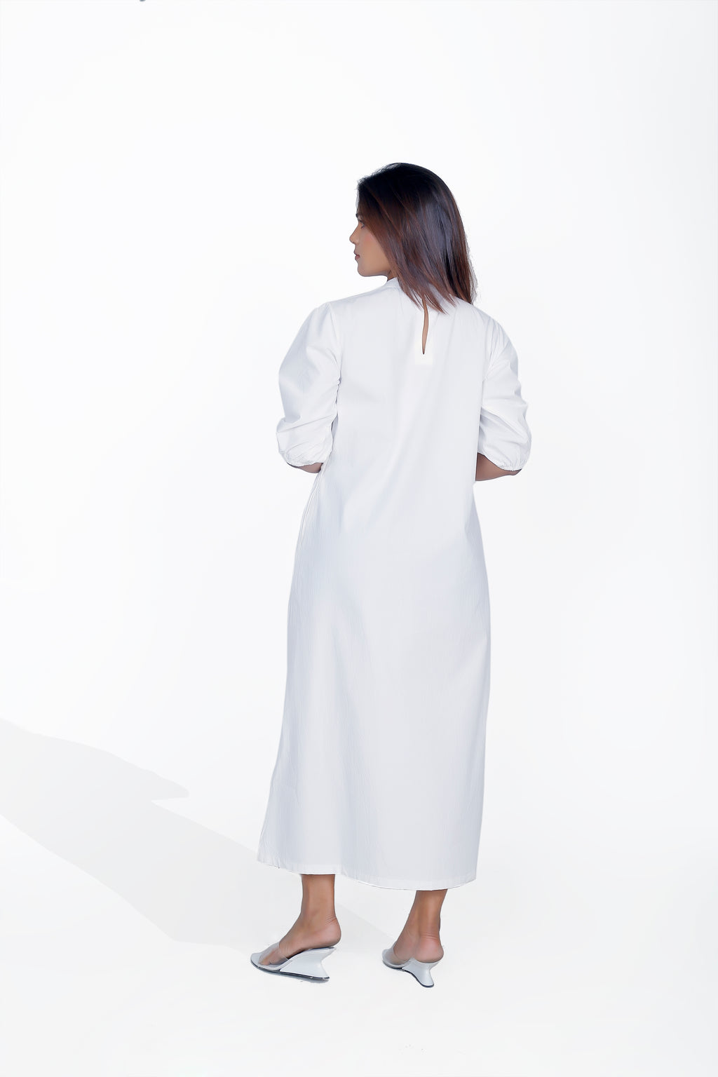 TURTLE NECK GATHER DRESS