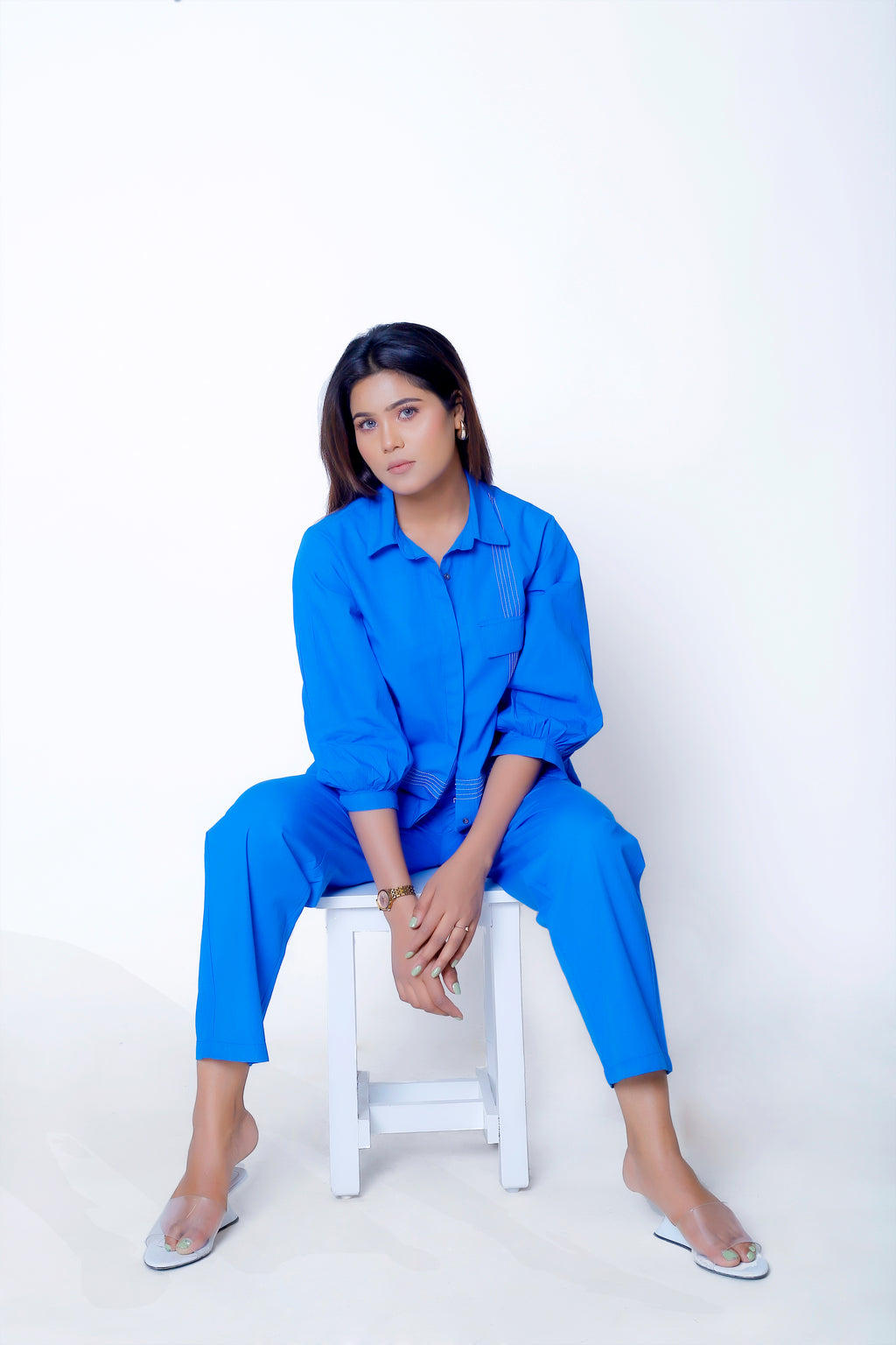 FLAP POCKET EMBROIDERED SHIRT CO-ORD SET