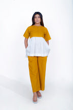 Front Placket Waist Gather Top Co-ord Set