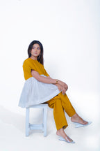 Front Placket Waist Gather Top Co-ord Set