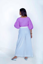 Waist Gather Crop Top With Bell Bottom Pant