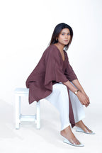Short V-Neck Top With Front Stripe Pant Co-Ord Set